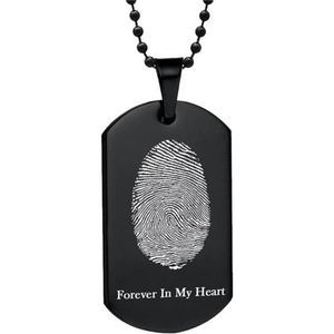 BIRLEYS Black Personalized Oval Stainless Steel Engraving Custom Fingerprint